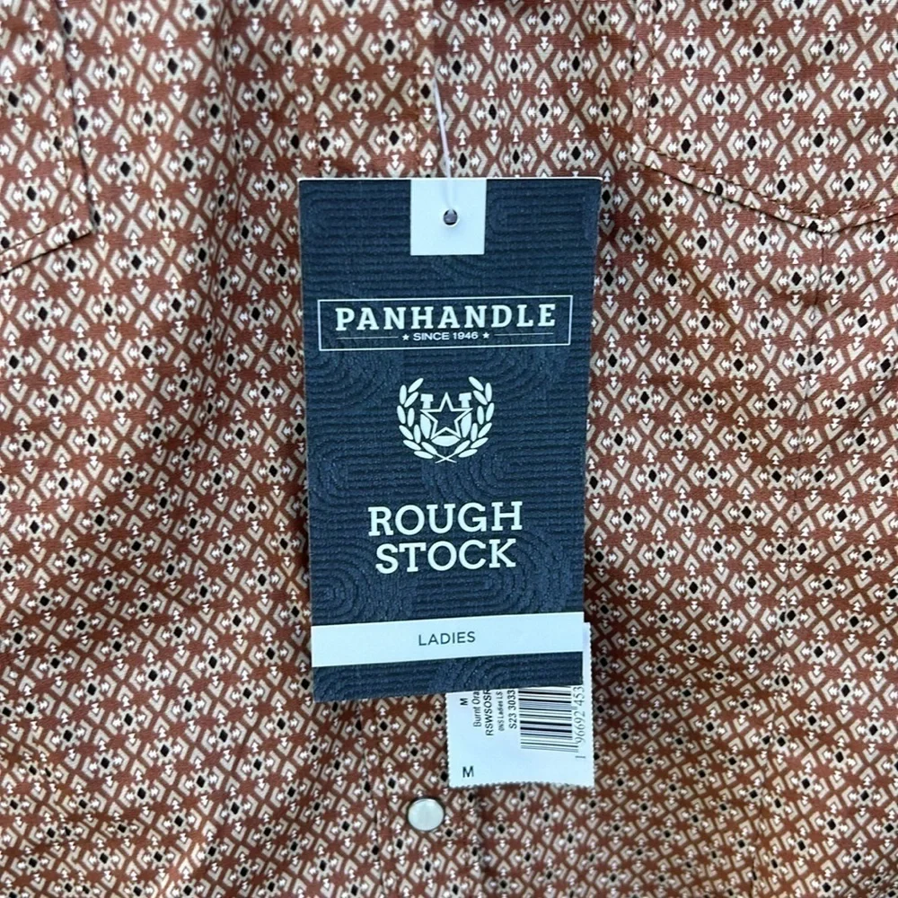 NWT Panhandle Rough Stock Burnt Orange Western Shirt Cowgirl Rodeo Sz M - Picture 5 of 8
